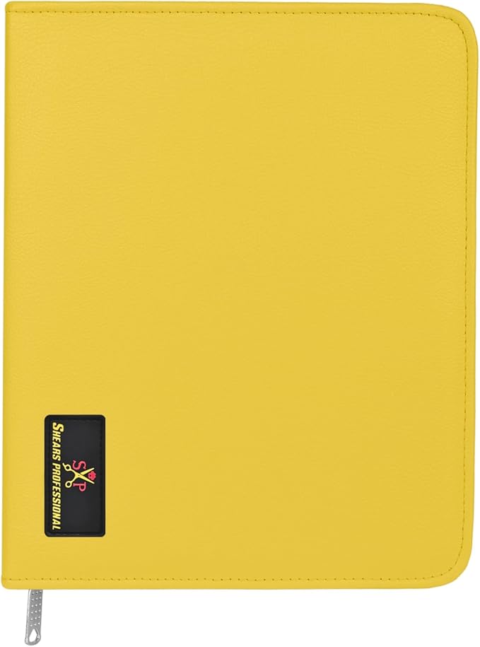 Leather Shear Cases for Hairstylist Holds 10 Grooming or Beauty Shears, Shear Holder (YELLOW)
