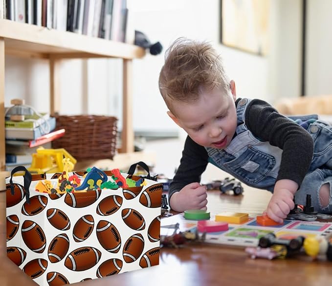 Rectangular Football Baskets Kids Storage Bins Baby Boy Basket Kids Toy Storage Bin Organizer Box Football Room Decor for Home(Football Basket)