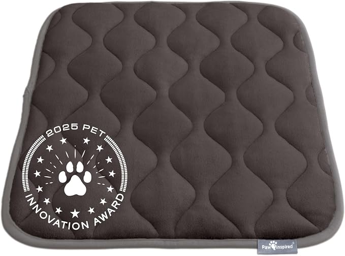 Paw Inspired Washable Padded Crate Mats for Dogs, Gray, 23x17 Inch | Fits 24-inch Kennels, Leakproof, Waterproof Bottom, Plush Dog Pad, Pet Bed