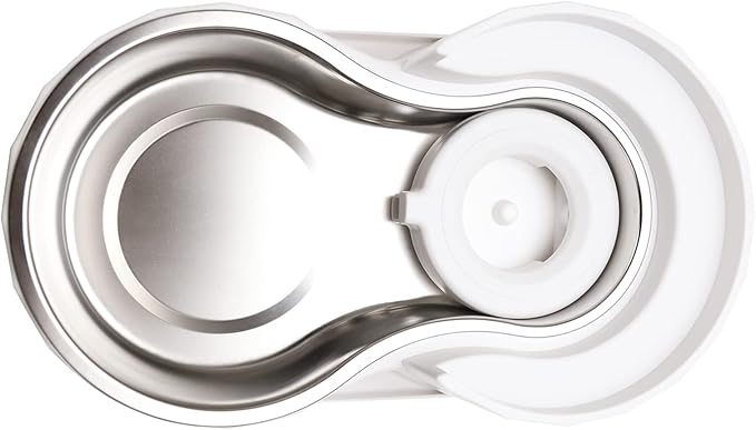 RIZZARI Pet Water Bowl Dispenser: 4L Automatic Stainless Steel Feeder with Activated Carbon Ion Exchange System-Helps Prevent Urinary Stones for Cats & Small Dogs- Apartments -Single-Pet Homes
