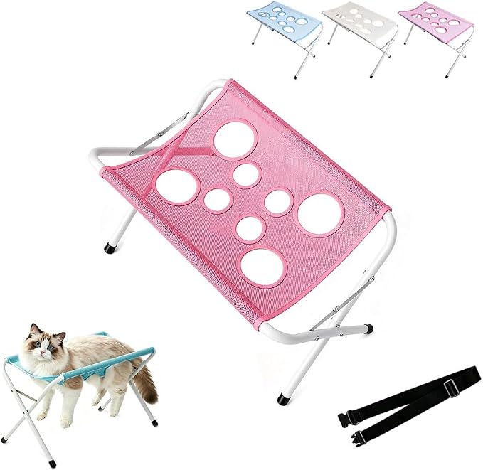 Dog Bath Hammock with Frame, 2026 New Pet Hammock for Grooming (Pink) | 2-in-1 Foldable Pet Grooming Bed with Breathable Mesh Sling and Frame for Nail Trimming, Bathing, Haircuts & Pet Care