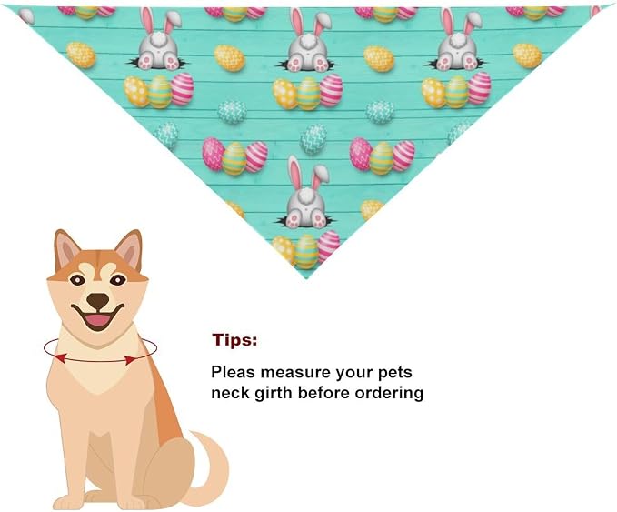 Lightweight Pet Scarf for Small to Large Dogs and Cats, Adjustable Scarves for Costume Accessories, Casual Daily Use (Wooden Easter Eggs Bunny Rabbit)