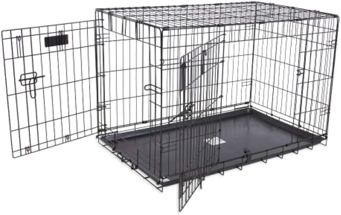 Precision Pet Two-Door Provalue Wire Dog Crate, 36in, for Pets 50-70lbs | ProValue Crate with 5 Point Locking System, Removable Pan and Divider Panel, Rust Resistant Electro Coat Finish