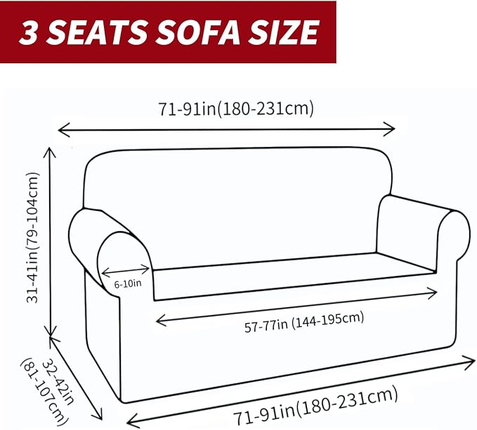 YEMYHOM Couch Cover Latest Jacquard Design High Stretch Sofa Covers for 3 Cushion Couch, Pet Dog Cat Proof Slipcover Non Slip Magic Elastic Furniture Protector (Sofa, Christmas Wine Red)
