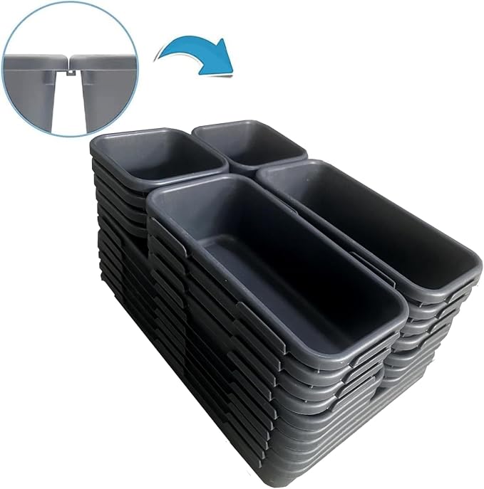 Kutesna 25 PCS Interlocking Desk Drawer Organizer Separator for Office,Bathroom,Kitchen,Makeup,Tool（4 Sizes） (Pack of 2)