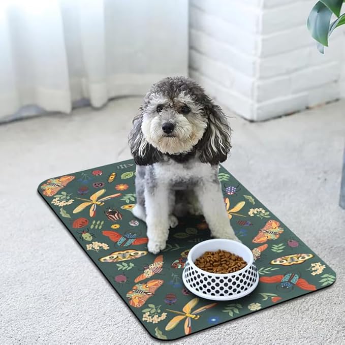 Dog Food Mats for Floors Waterproof, Pet Water Bowl Mats Pet Feeding Absorbent Placemats 24 * 32 inch