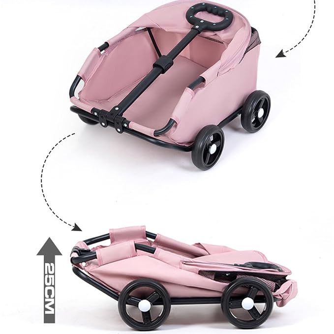 Portable Pet Carrier Frame for Small Pets Oxford Fabric Easy Storage Multi Use Small Strollers Portable Cats Compact Travel Cart Oxford Fabric Metal Frame Carrier