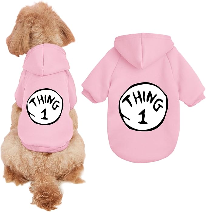 Dog Hoodie Pet Clothes for Small Dogs Thing 1 Printed Hoodies Medium Puppy Hooded Sweatshirt Pullover Outfit(Pink,M)
