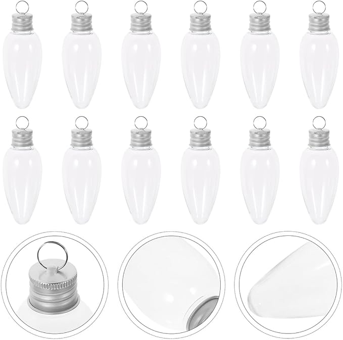 20pcs 35ml Pet Bulb Shape Candy Bottles with Removable Caps, Candy Storage Containers for Christmas Party Favors and Holiday Decorations