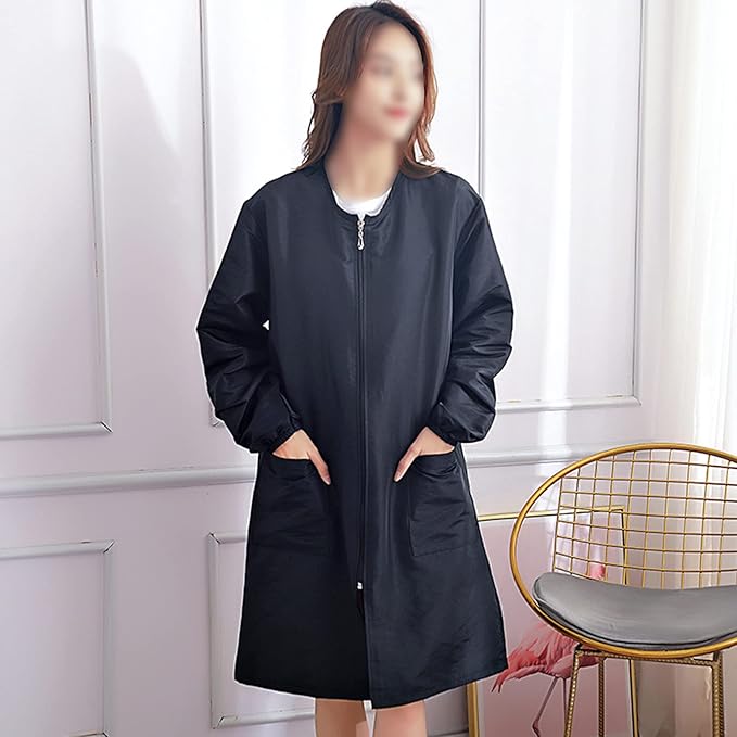 Polyester Professional Salon Smock Hair Stylist Jacket | Water-resistant Haircut Cape, Pet Grooming Workwear, Barber Apron
