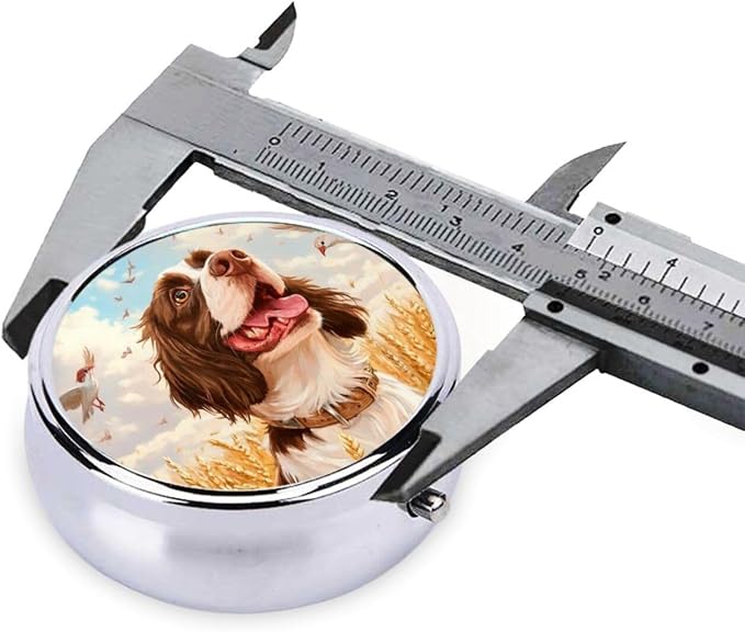 Painting Fall Springer Spaniel Dog Portable Pill Organizer | 3 Compartment, With Mirror, For Men Women, For Daily Supplements, Vitamins, Fish Oil, Jewelry, Candy, Travel