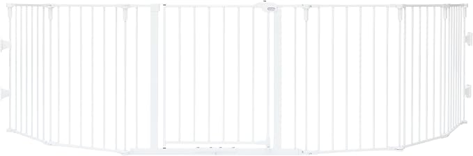 Regalo Safety 56"-130" Metal 2-in-1 Super Wide Baby Gate & Play Yard | Adjustable Playpen, For Doorways & Open Spaces, For Babies, Toddlers & Pets, White, Tested & Trusted for 30 Years