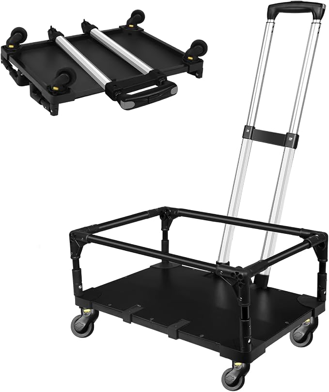 Foldable Wheel Base Cart for 18" L×11" W & 17" L×11" W Pet Carrier | Easy to Load & Unload the Carrier, Roll and 360° Swivel Smoothly, Fits Overhead Bin, Removable Silent Wheels, Portable