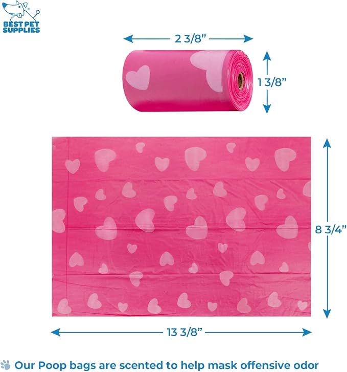 Best Pet Supplies Dog Poop Bag Holder Leash Attachment with Reusable Dispenser for Travel, Walking, Park, and Outdoor Use, Durable with Clip-On - Pink, Pack of 2, Plastic Dispenser w/30 Bags