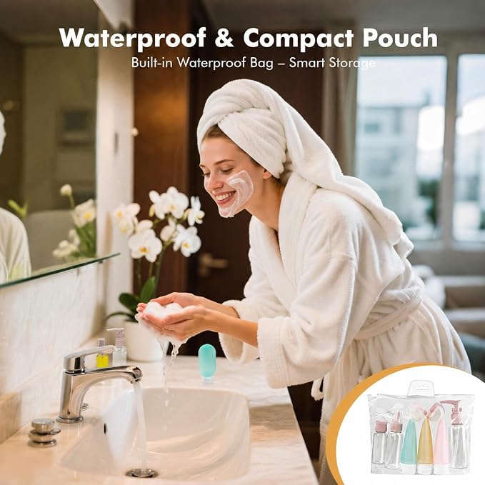Travel Bottles for Toiletries, 11-Piece Set Refillable Travel Bottle Kit | Portable Plastic Bottle Set, Travel Containers with Case for Shampoo, Liquids, and Lotion | BPA-Free
