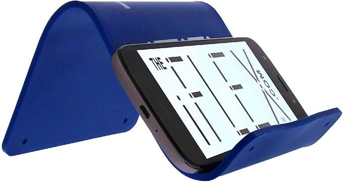 Cell Phone Stand and Tablet Stand for Air Travel, Work and Home- Flexible Phone Holder is the Perfect iPhone Stand and Holds Any Mobile Device- Non-Slip Grip, Strong and Durable- Dark Navy Blue