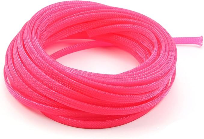 Heyiarbeit 10m/32.8ft PET Expandable Braid Cable Sleeving Flexible Wire Mesh Sleeve Pink 6mm