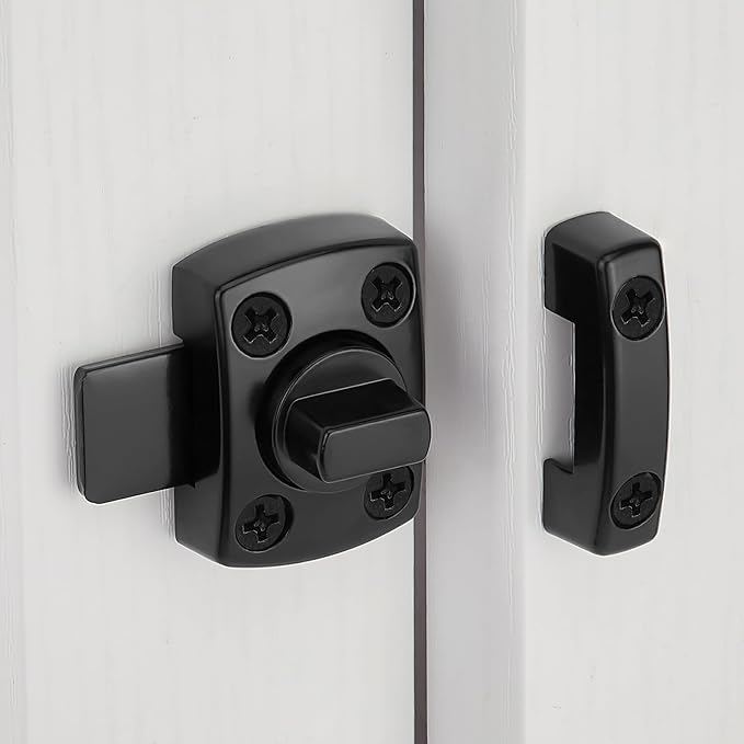 3 Set Black Rotate Bolt Gate Latches,Enhanced Security for Doors | Zinc Alloy Cabinet Lock,Pet Door Lock, for Drawer,Storage Box,Locker,Closet,Pet Cage,Wine Cabinet,Protect Privacy