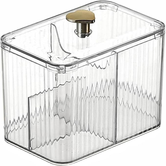 Cotton Swab Holder Cotton Pad Holder with 3 Compartments Clear Bathroom Vanity Storage Organizer