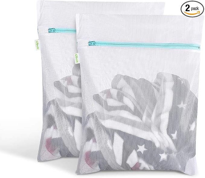 OTraki 2 PCS Mesh Laundry Bags, 16 x 20 inch Net Washing Bag with Zips Laundry Bags for Washing Machine Delicates Laundry Bag for Socks Bra Stockings Garment Underwear
