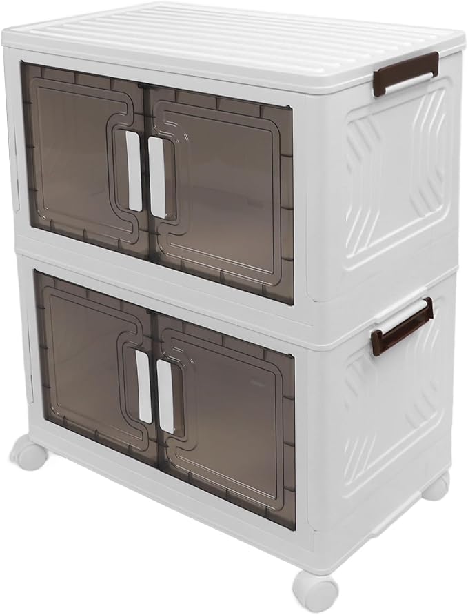 Brrnoo Stackable wheeled storage bin, 2-tier medium PP