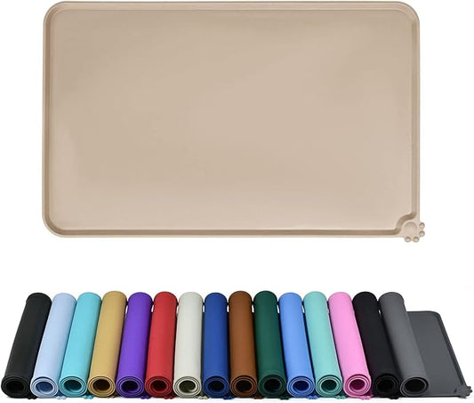Reopet Waterproof Pet Feeding Mat, Non-Slip Silicone Placemats for Dog Cat Food and Water Bowl, High Raised Edges to Prevent Spills and Protect Floors