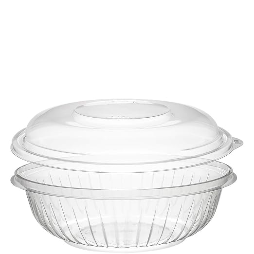 DART PET24BCD 24 oz Clear PET Bowl with Dome Lid (Case of 126 Bowls w/Lids)