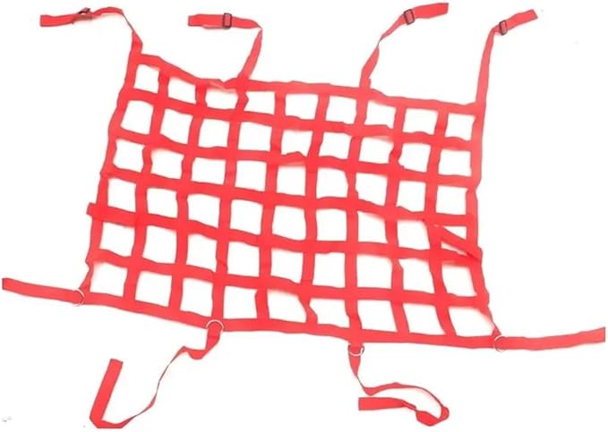 Car Nets Car Rear Seat Trunk Isolation Cargo Net Dog Barrier Protection Divider Safety Driving Mesh For Jeep For Wrangler JK JL JT 2007-2023 Cargo Net (Red)
