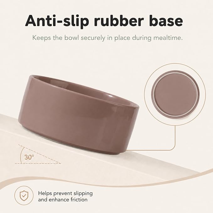 Havniva Ceramic Dog Bowls, Dog Food and Water Bowl Set, Dog Water Bowl | 7.3” Ceramic Dog Food Bowls with Non-Slip Rubber Base, Large Capacity, Dog Feeding Bowls for Medium Dogs