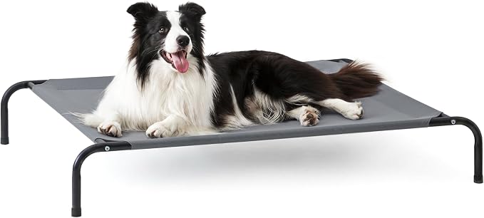 Love's cabin Elevated Cooling Dog Bed for Large Dogs, Portable Indoor & Outdoor Raised Pet Dog Cat Cot, Durable Summer Frame with Breathable Mesh, Grey, 48 inches