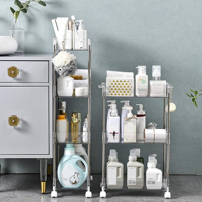 Hemoton Rolling Storage Cart with Wheels Slim Kitchen Organizer for Easy Access Pet Design for Bathroom Laundry Multi-purpose Utility Cart for Spaces