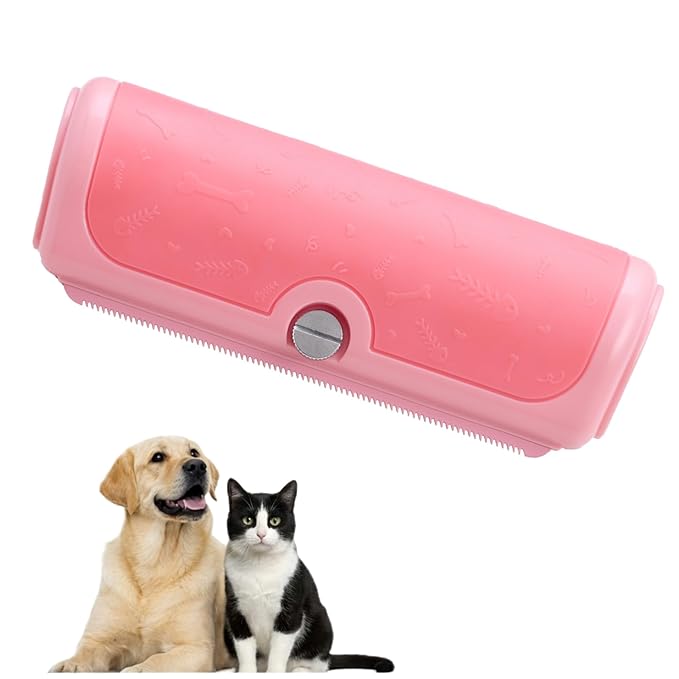 Cat Brush for Shedding and Indoor Cats, Dog & Cat Deshedding Brush, Undercoat Grooming Tool for Short to Medium and Double Coats, Detachable Metal Shedding Blade, Ergonomic Non-Slip Handle, Pink
