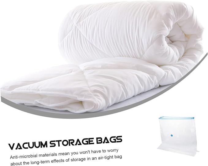 Large Capacity Vacuum Storage Bag 80x100x44cm for Comforters | PET and PE Material, Window Design, Airtight Organizer, White Finish for Household Storage