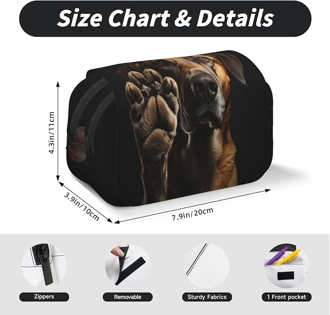 Dog Animal Pet Paw print Pencil Case Box Organizer,Large Capacity Portable Big Pencil Bags with Zipper for Office Home