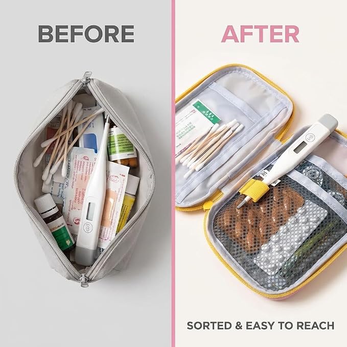 1 Pack First Aid Bag Empty, Empty First Aid Pouch, Mini Portable Medical Bag for Outdoor Camping Hiking Traveling Emergency Bag (Pink - Small) Sports and Outdoors