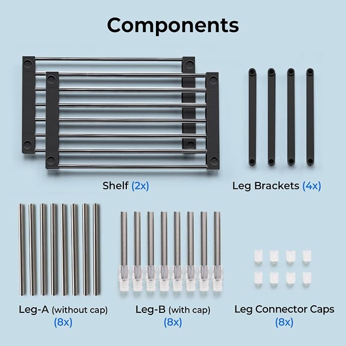 carrotez 2Pack Expandable Cabinet Organizer 11.8~19.6 x 7.8 x 6~9 - Black | Width & Height-adjustable Kitchen Cabinet Organizer Shelf, Stackable Kitchen Counter Shelf