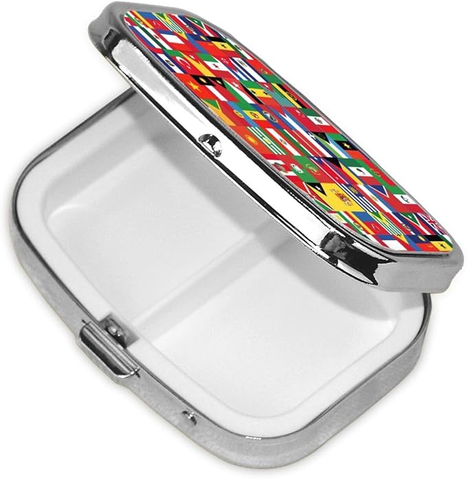 Custom Pill Box Engraved Medicine Organizer Personalized Gifts Pharmacist Nurse Retirement Present, World of Flag