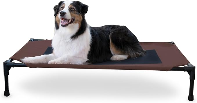 K&H Outdoor Elevated Dog Bed, Cooling Raised Dog Bed, Chocolate, Large