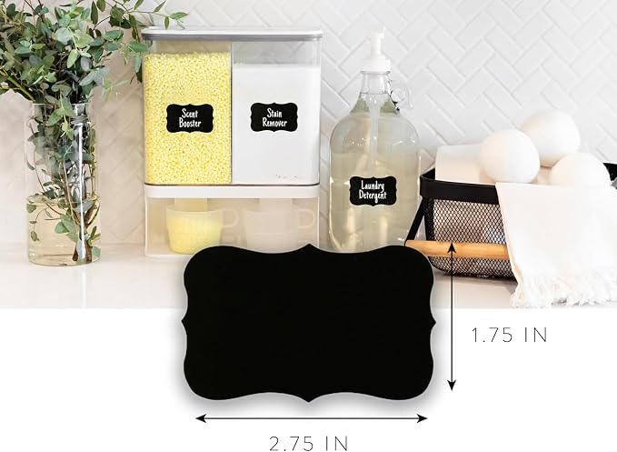 200 Chalkboard Labels for Containers - Waterproof Black Jar Labels with Chalk Markers, Reusable Chalk Stickers Kitchen Pantry Containers and Storage Bin Organization