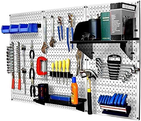 Wall Control 30-WRK-400WB Standard Workbench Metal Pegboard Tool Organizer,White/Black