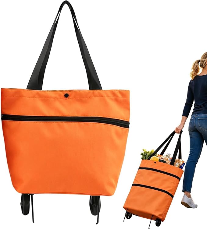 2-in-1 Folding Shopping Cart with Wheels Heavy Duty Hand Truck | Grocery Bag with Wheels for Market Travel Apartment Commuting Cabinet Picnic Camping Car Truck Laundry Pet Storage