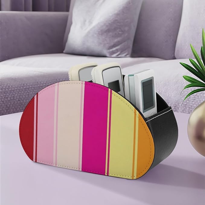 Remote Control Holder Caddy LGBT Lesbian Pride Table Desk Storage Organizer | LGBT Lesbian Pride, PU Leather, 5 Compartments, Fits TV Remotes, Media Player, Office Supplies