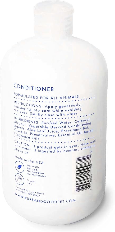 Pure + Good - Shampoo and Conditioner Set, Formulated for All Pets, Gentle and Cleansing, Made in The USA, Cruelty Free, 16 fl oz (Blue Cypress + Neroli)
