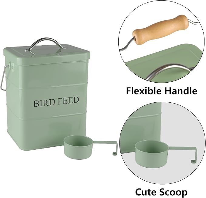 Geyecete Bird Feeder,Bird Food Jar Pet Food Storage Airtight Food Storage Container-Green