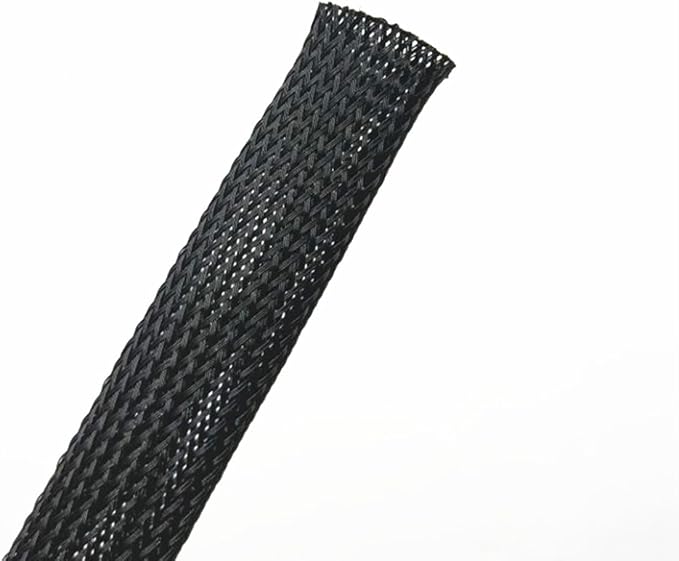 PET Expandable Braided Cable Sleeve Black 3/4 Inch x 100 FT