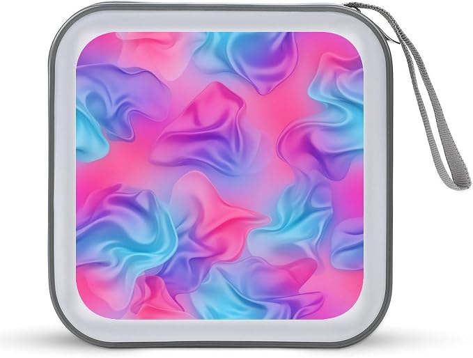 Protective 40-Disc CD/DVD Wallet Purple Rainbow Bisexual Pride Flag Art, Hard Plastic Storage Binder with Handle, Portable Organizer for Car Office Travel