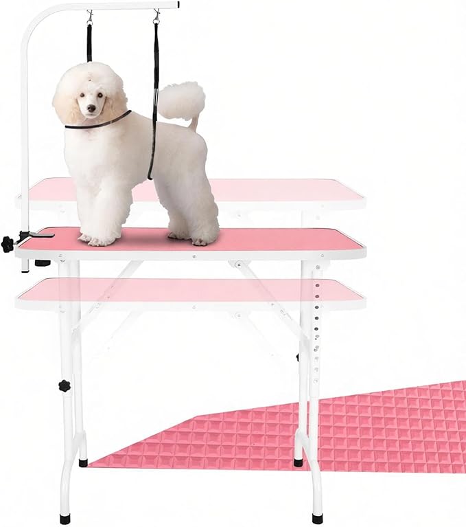 LEIBOU 36-inch Height Adjustable(23''~33.8'') and Foldable Pet Dog Grooming Table with Grooming Arm & 2 Noose for Dog Cat Pet Grooming Maximum Capacity Up to 260lbs