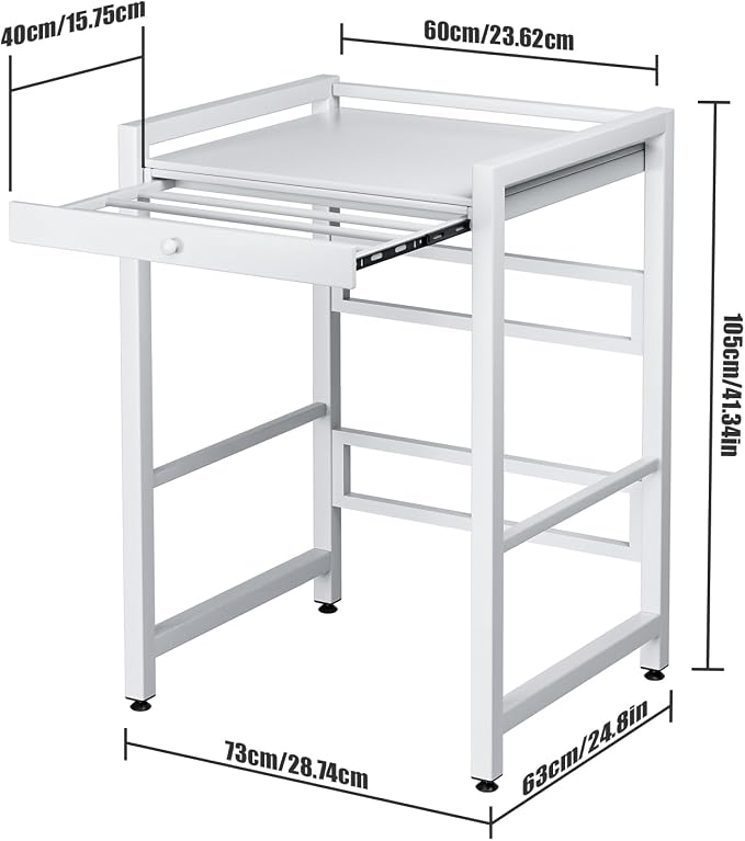 Washer Dryer Stacking Rack, 550lbs Capacity Heavy Duty Washing Machine Storage Utility Rack with Countertop, Height Adjustable Washing Machine Shelf for Laundry Rooms Bathrooms (D)