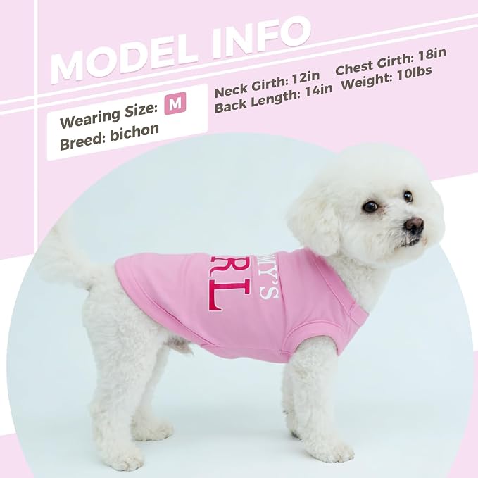 BINGPET Mommy's Girl Dog Shirts,Soft Cotton Puppy Tshirt,Breathable Lightweight Dog Costumes Tank Top Vest,Machine Washable Stretchy Clothes for Small Medium Large Dogs Boy Girl (L)