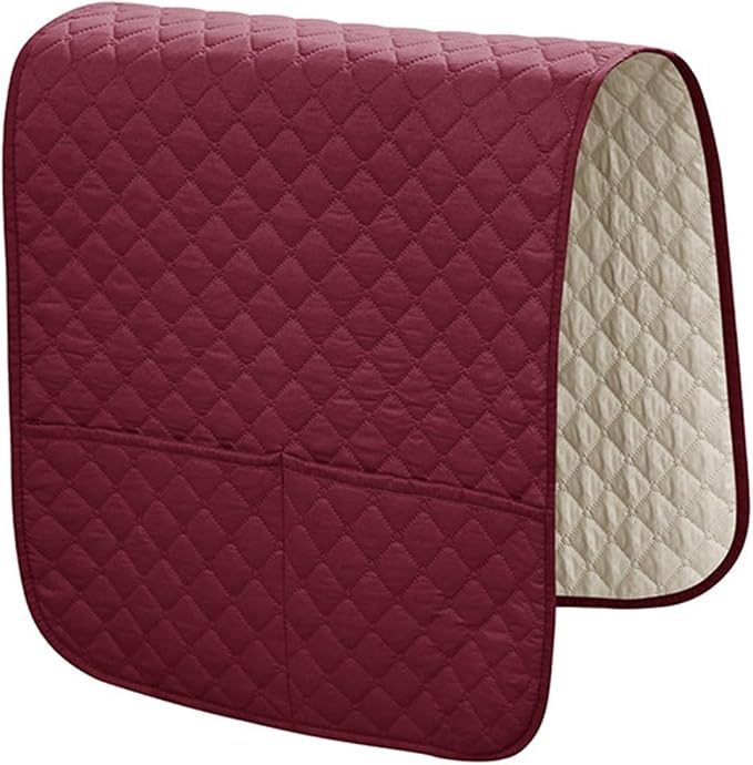 Anti-Slip Arm Rest Covers for Sofa Organizer Polyester Pongee Waterproof Couch Arm Covers with Side Pocket Arm Chair Covers, Arm Chair Bedside Storage(Wine red)